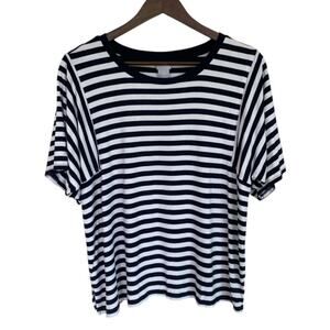 Chico's Navy and White Striped Top - Size 2 Large